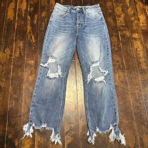 Risen distressed wide leg destroyed 5/27 boutique jeans